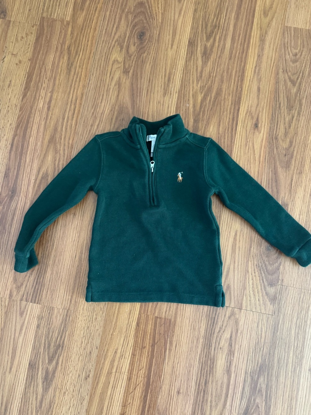 Polo Ralph Lauren Sweater Toddler 24 month Green Pony Logo Knit 1/4 Zip Pullover